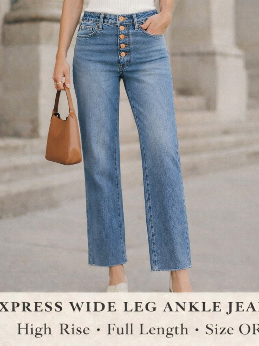 Express Wide Leg Jeans High Rise Cropped Ankle Stretch Denim Size 0R It Girl